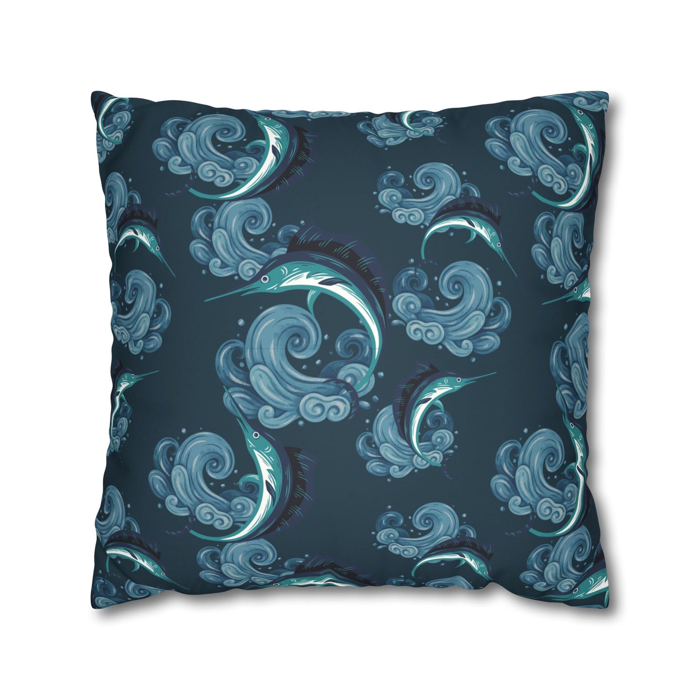 Jumping Marlin Lux Faux Suede Throw Pillow Cover – 18" x 18" & 20" x 20"