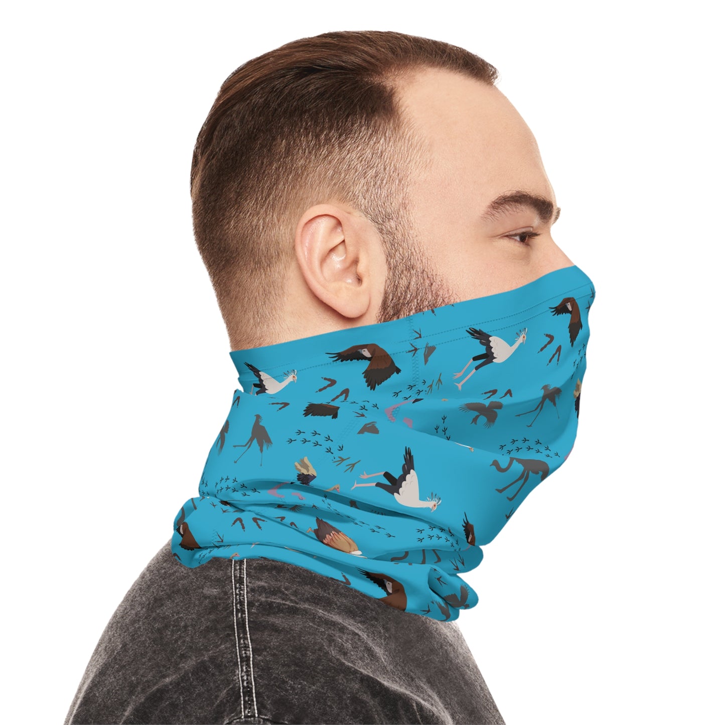 Colorful Lightweight Safari Bird Neck Gaiter with Safari Bird Design (Turquoise), Outdoor Accessory, Unique Gift, Hiking Gear, Nature-Themed Scarf