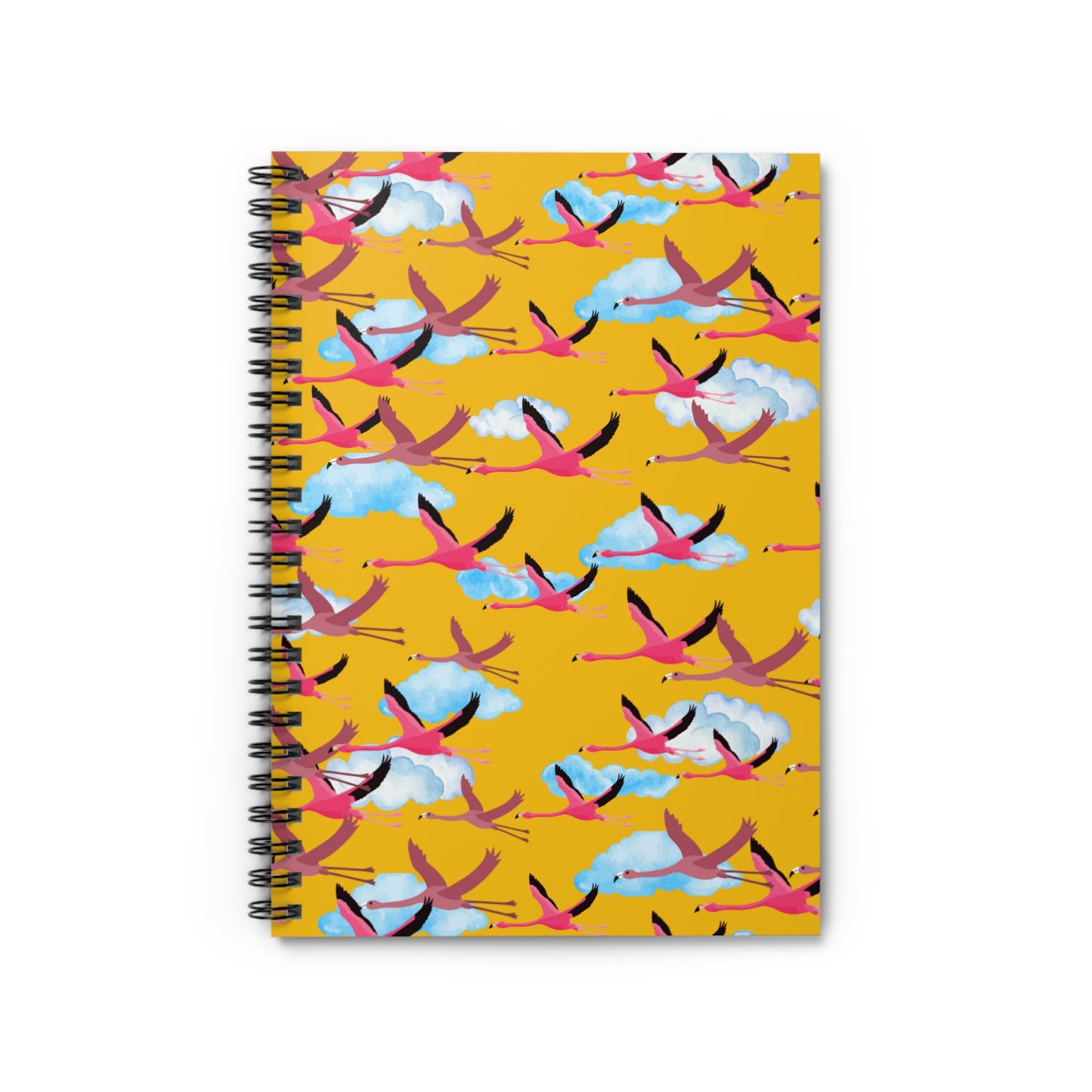 Spiral Notebook - Flying Flamingo Design