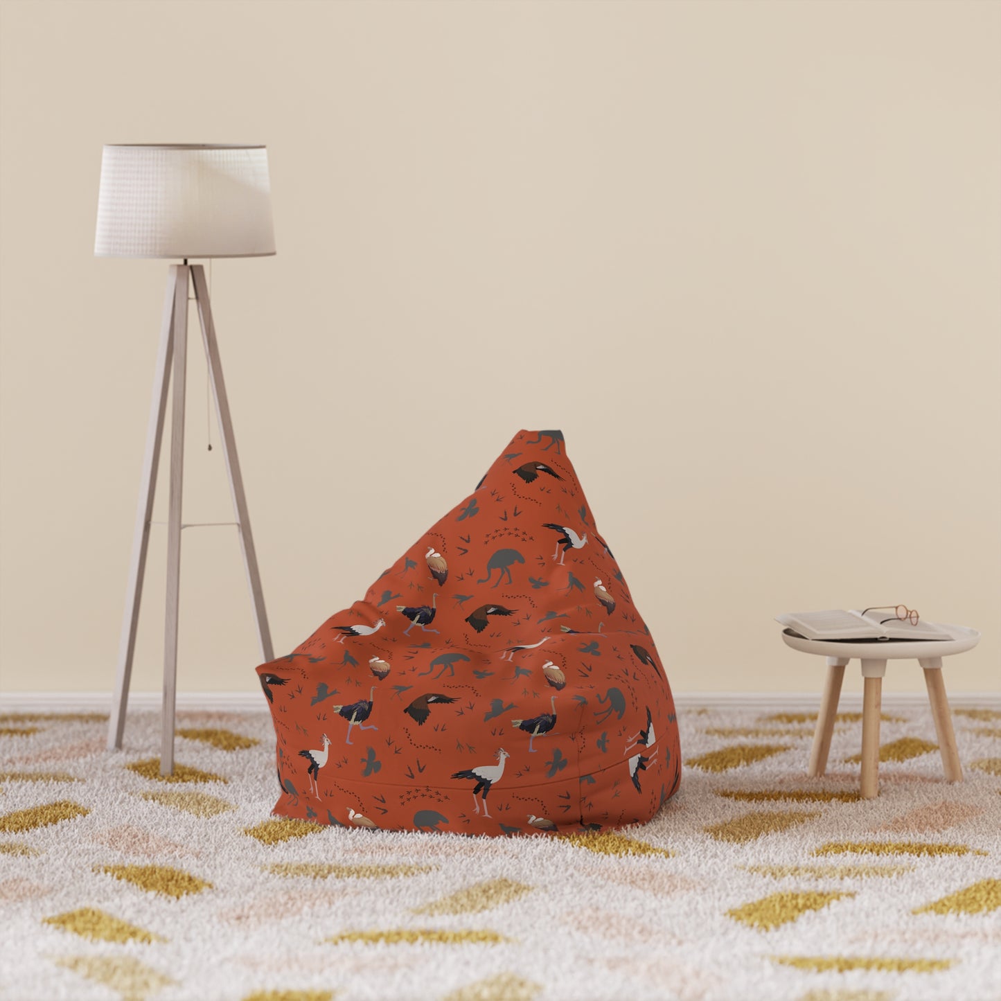 Bean Bag Chair Cover - Safari Bird Pattern (Tsavo Dust)