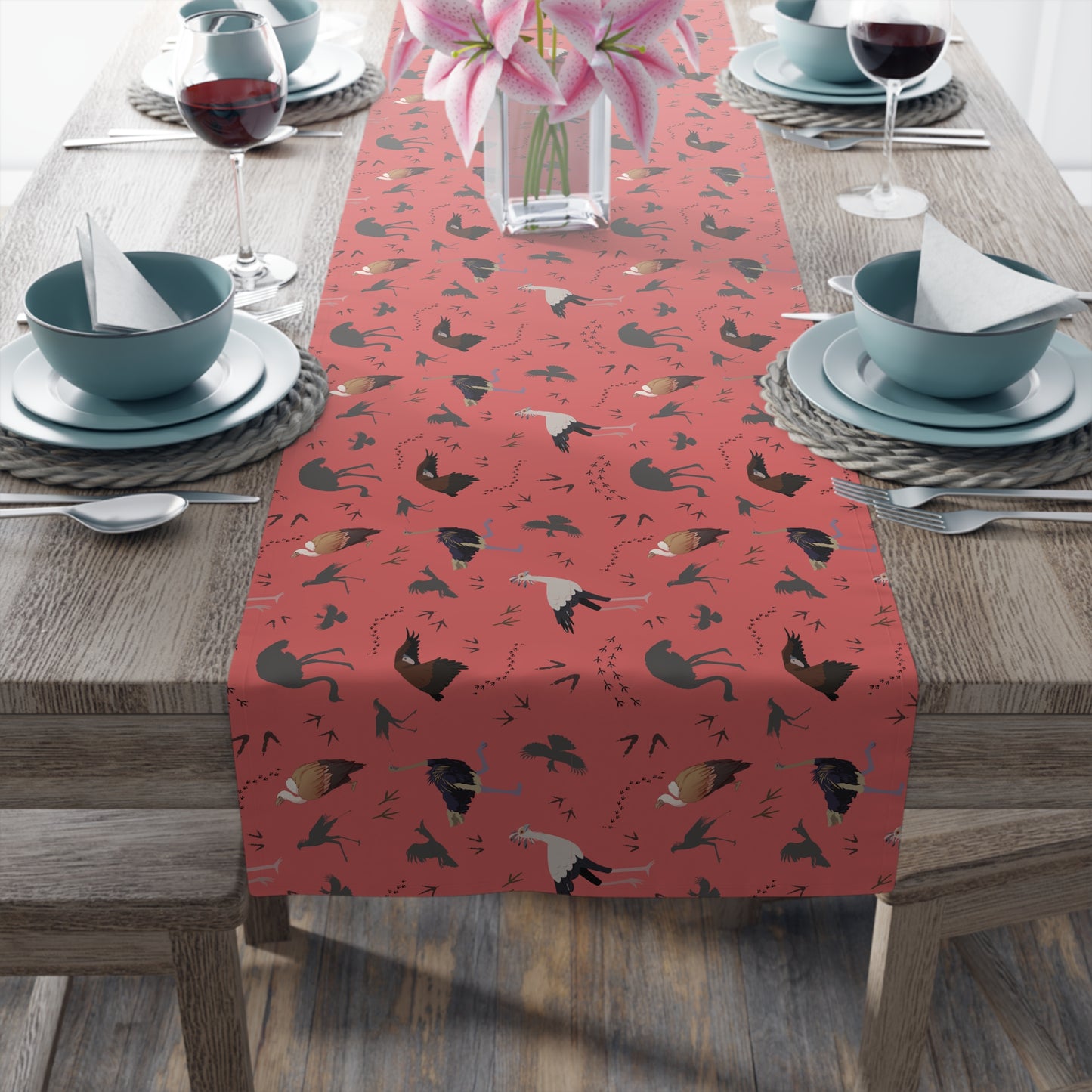 Table Runner - Safari Bird Print (Water Melon)