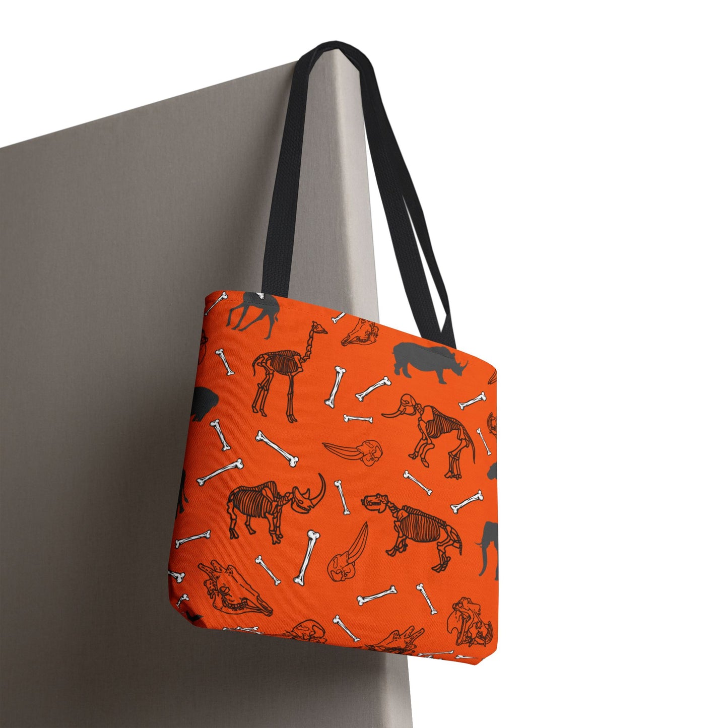 Whimsical Herbivore Animal Skeletons Tote Bag (Orange), Perfect for Animal Lovers, Halloween, Eco-Friendly Bag, Gift for Pet Owners, Shopping Bag, Halloween Gift