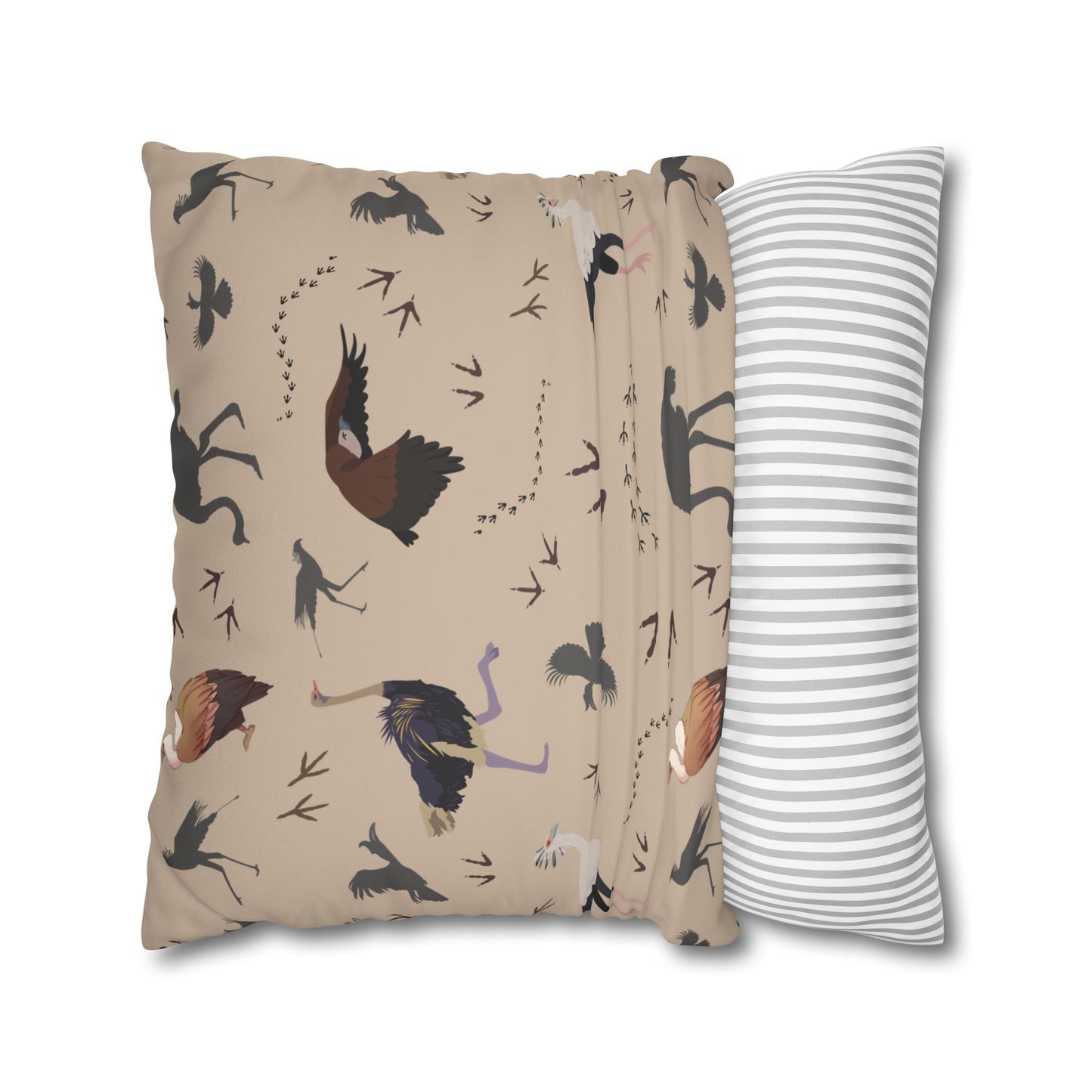 Safari Bird Lux Faux Suede Pillow Cover (Blush Clay) – 18" x 18" & 20" x 20"