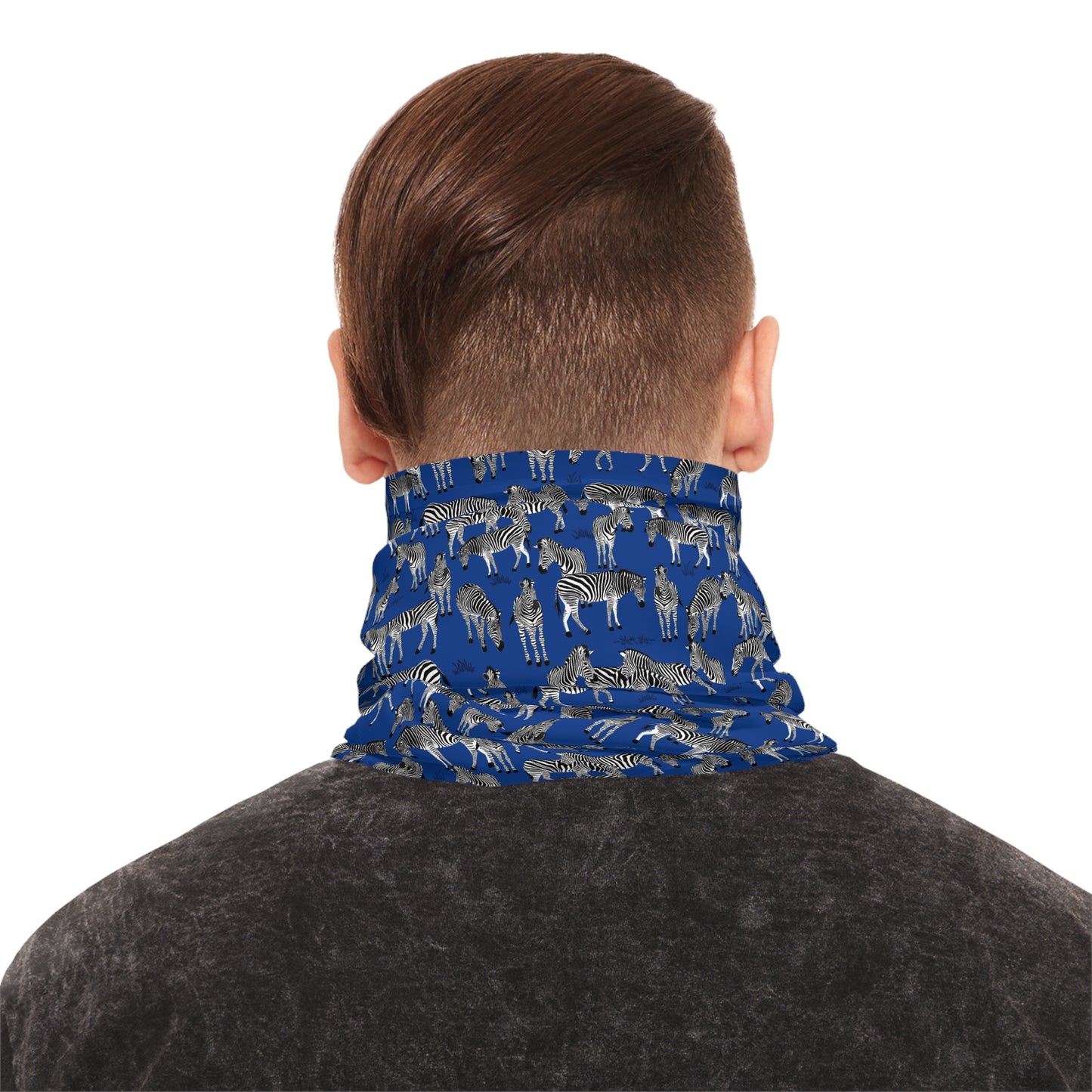 Colorful Lightweight Neck Gaiter with Zebra Herd Design (Blue), Outdoor Accessory, Unique Gift, Hiking Gear, Nature-Themed Scarf