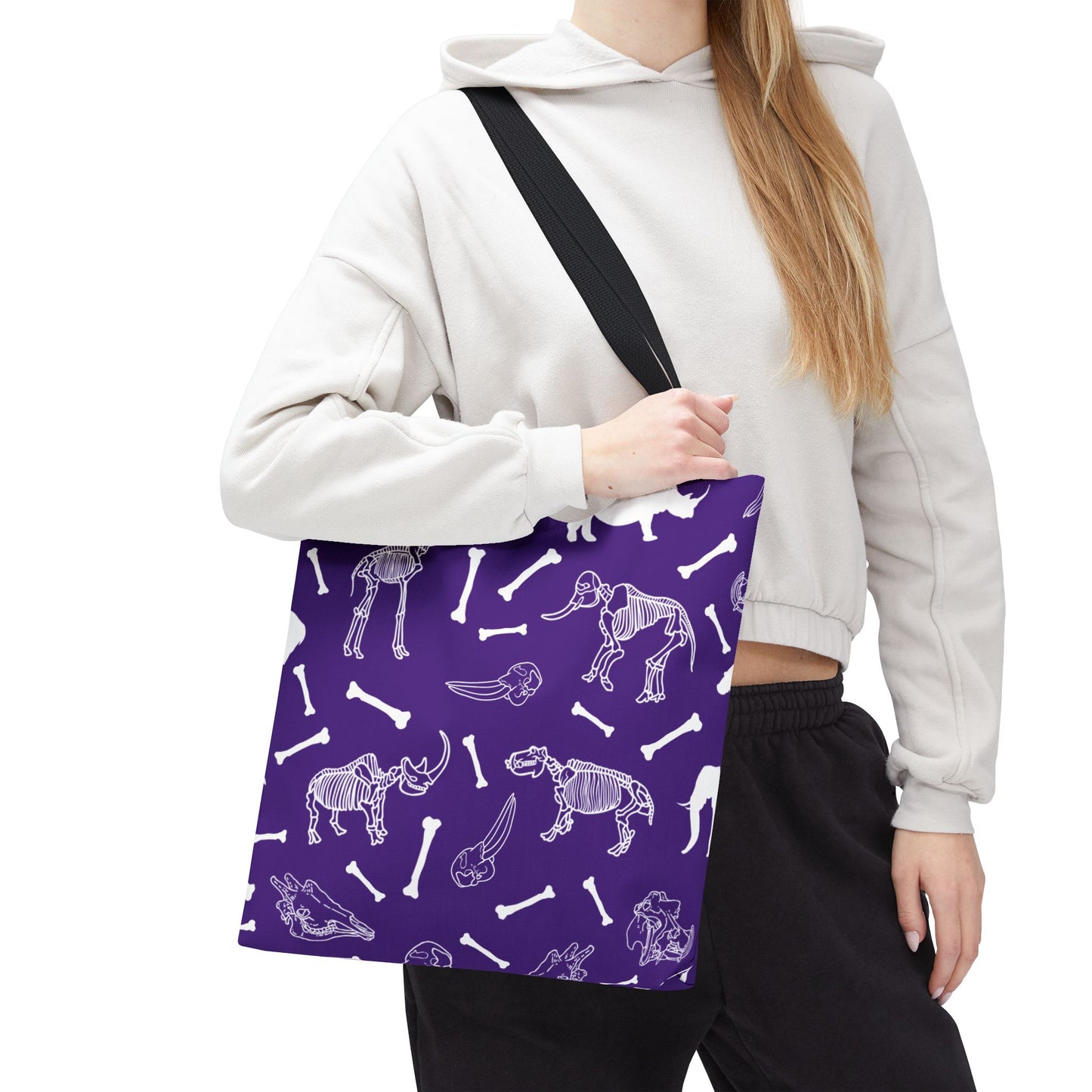 Whimsical Animal Skeletons Tote Bag (Purple), Perfect for Animal Lovers, Halloween, Eco-Friendly Bag, Gift for Pet Owners, Shopping Bag, Halloween Gift