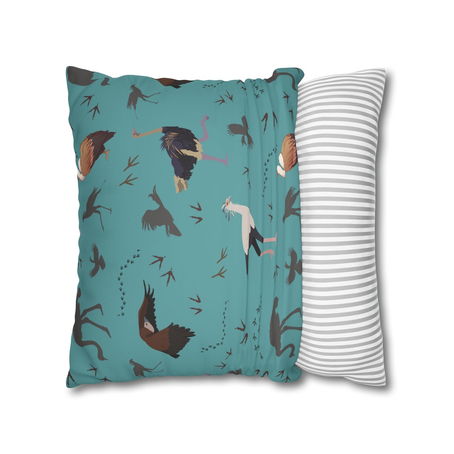 Safari Bird Lux Faux Suede Pillow Cover (Teal) – 18" x 18" & 20" x 20"