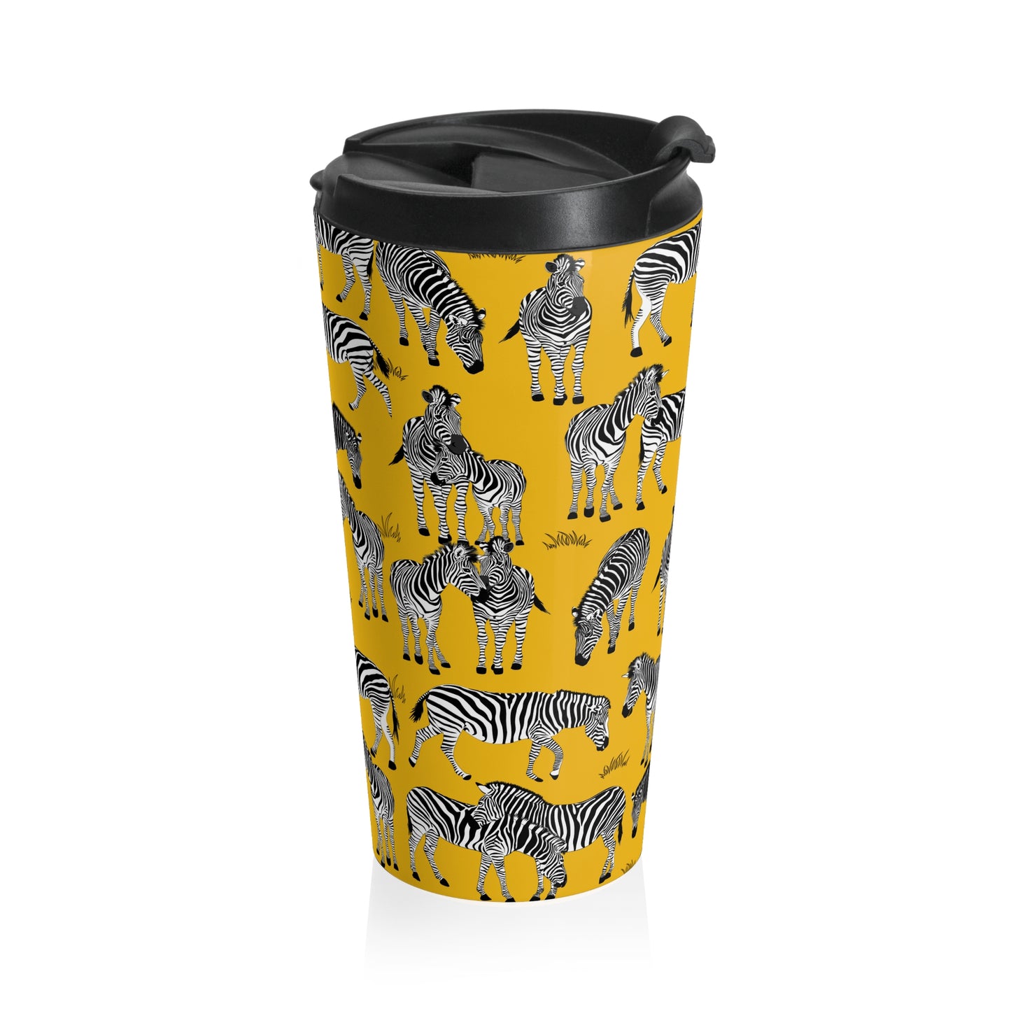 Zebra Pattern Stainless Steel Travel Mug (Yellow) | Stylish Travel Tumbler | Perfect Gift for Animal Lovers, Nature Enthusiasts, or Travel Junkies