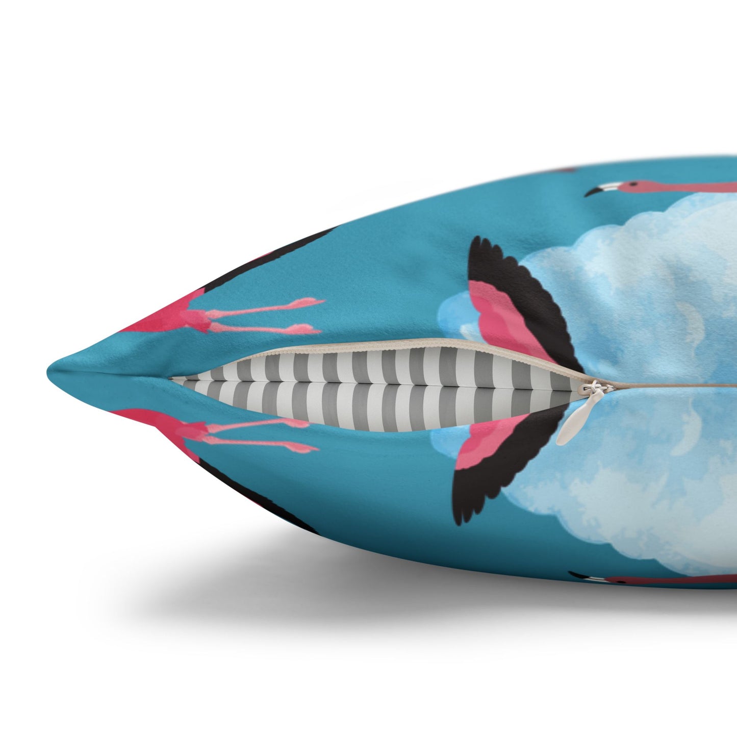 Flying Flamingo Lux Faux Suede Pillow Cover (Blue Sky) – 18" x 18" & 20" x 20"