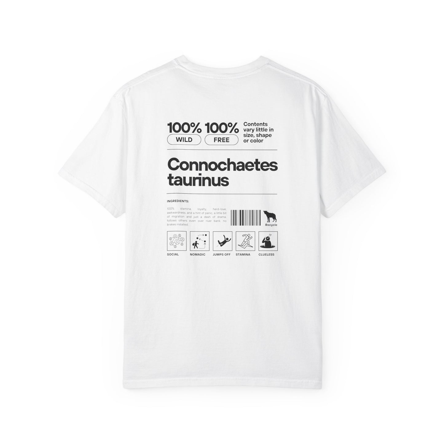 Wildebeest Component Graphic T-Shirt, Unique Casual Wear, Fashionable Gift, Nature Lover Apparel, Perfect for Wildlife Enthusiasts