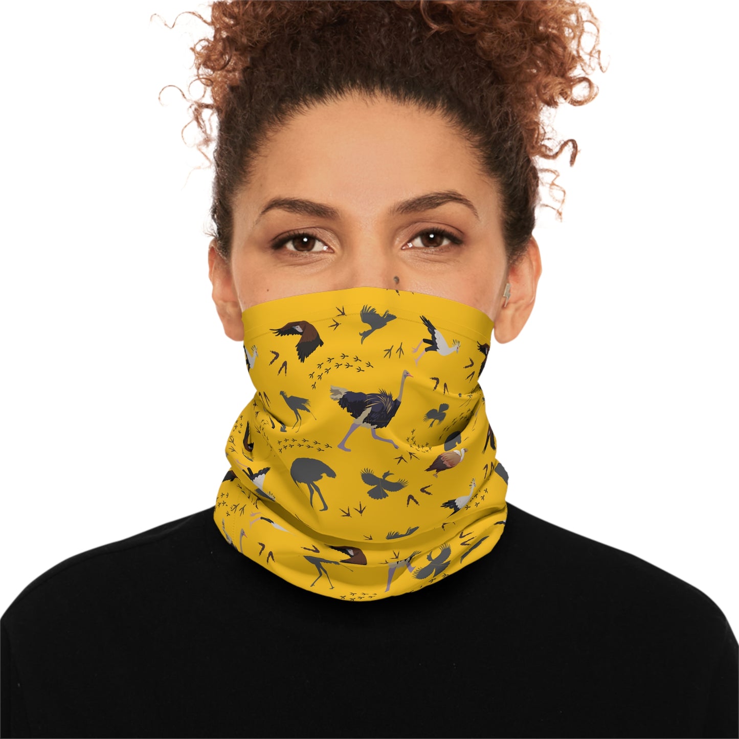 Colorful Lightweight Safari Bird Neck Gaiter with Safari Bird Design (Yellow), Outdoor Accessory, Unique Gift, Hiking Gear, Nature-Themed Scarf