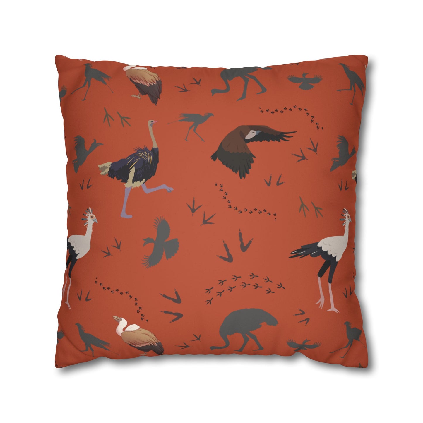 Safari Bird Lux Faux Suede Pillow Cover (Tsavo Dust) – 18" x 18" & 20" x 20"