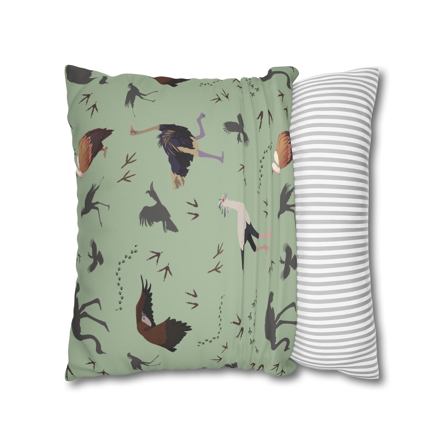 Safari Bird Lux Faux Suede Pillow Cover (Sage)– 18" x 18" & 20" x 20"