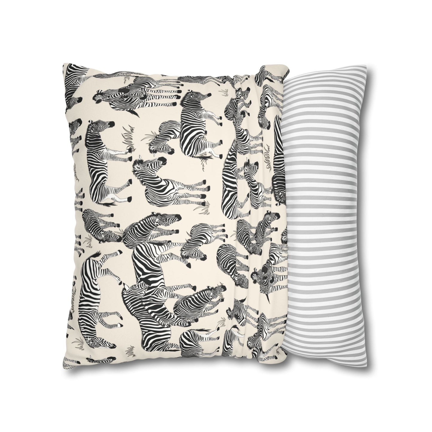 Zebra Herd Lux Faux Suede Throw Pillow Cover – 18" x 18" & 20" x 20"
