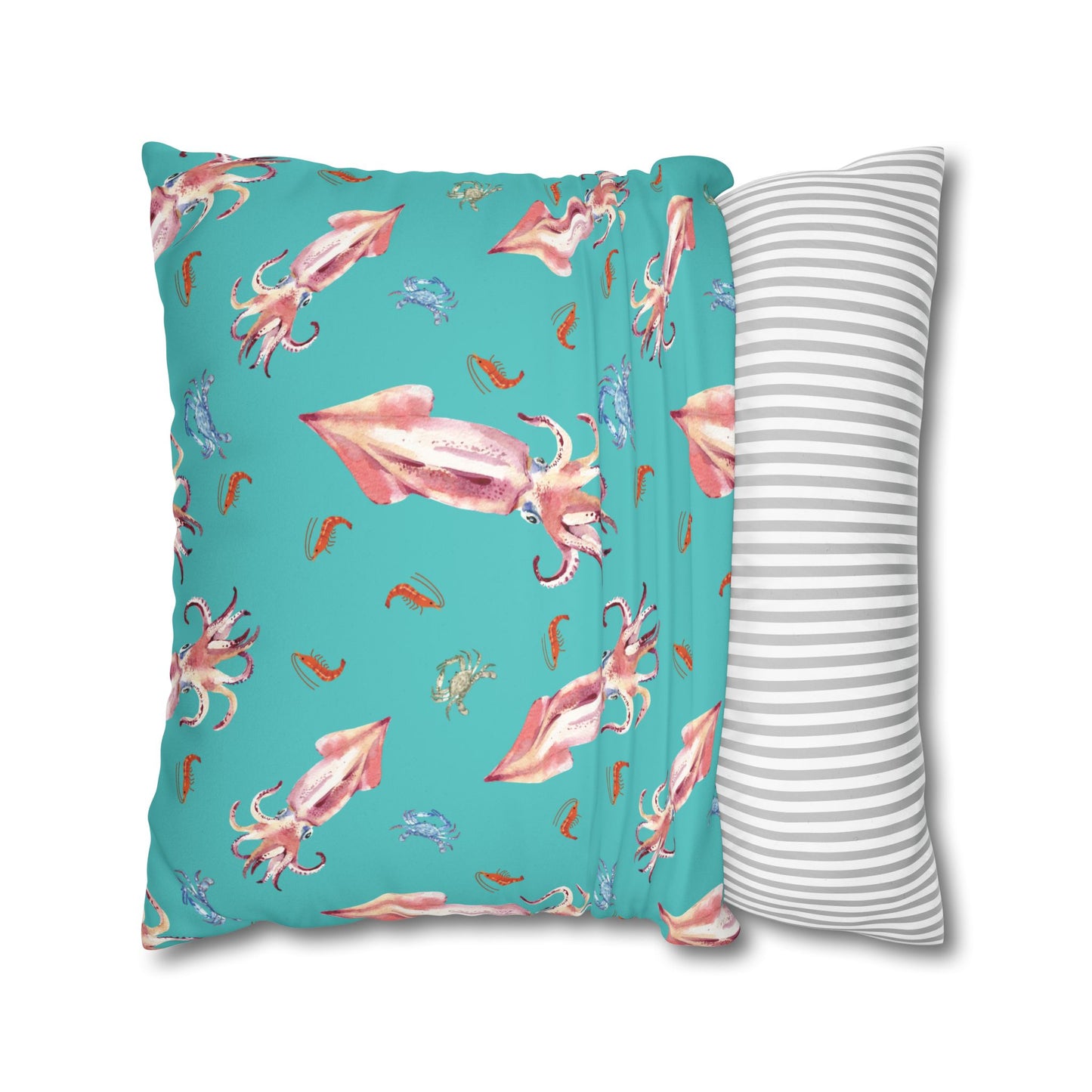 Squid Dining Lux Faux Suede Throw Pillow Cover – 18" x 18" & 20" x 20"