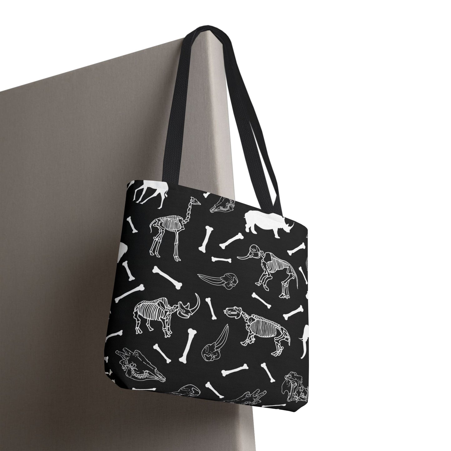 Whimsical Animal Skeletons Tote Bag (Black), Perfect for Animal Lovers, Halloween, Eco-Friendly Bag, Gift for Pet Owners, Shopping Bag, Halloween Gift