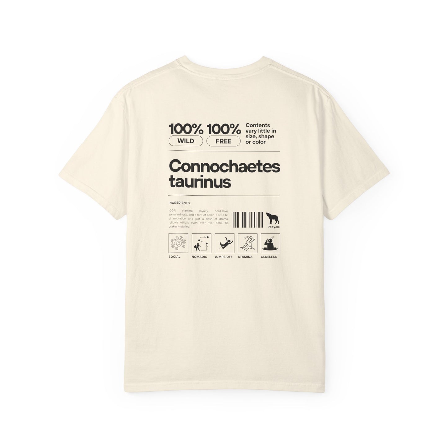 Wildebeest Component Graphic T-Shirt, Unique Casual Wear, Fashionable Gift, Nature Lover Apparel, Perfect for Wildlife Enthusiasts