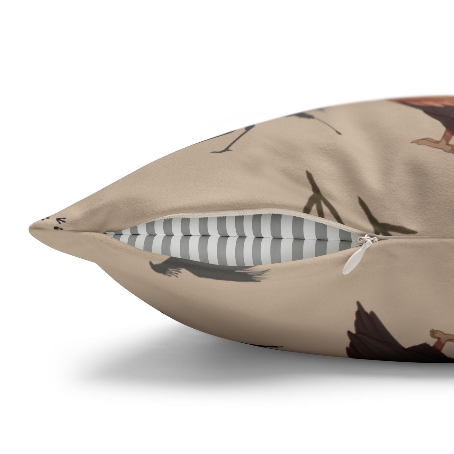 Safari Bird Lux Faux Suede Pillow Cover (Blush Clay) – 18" x 18" & 20" x 20"
