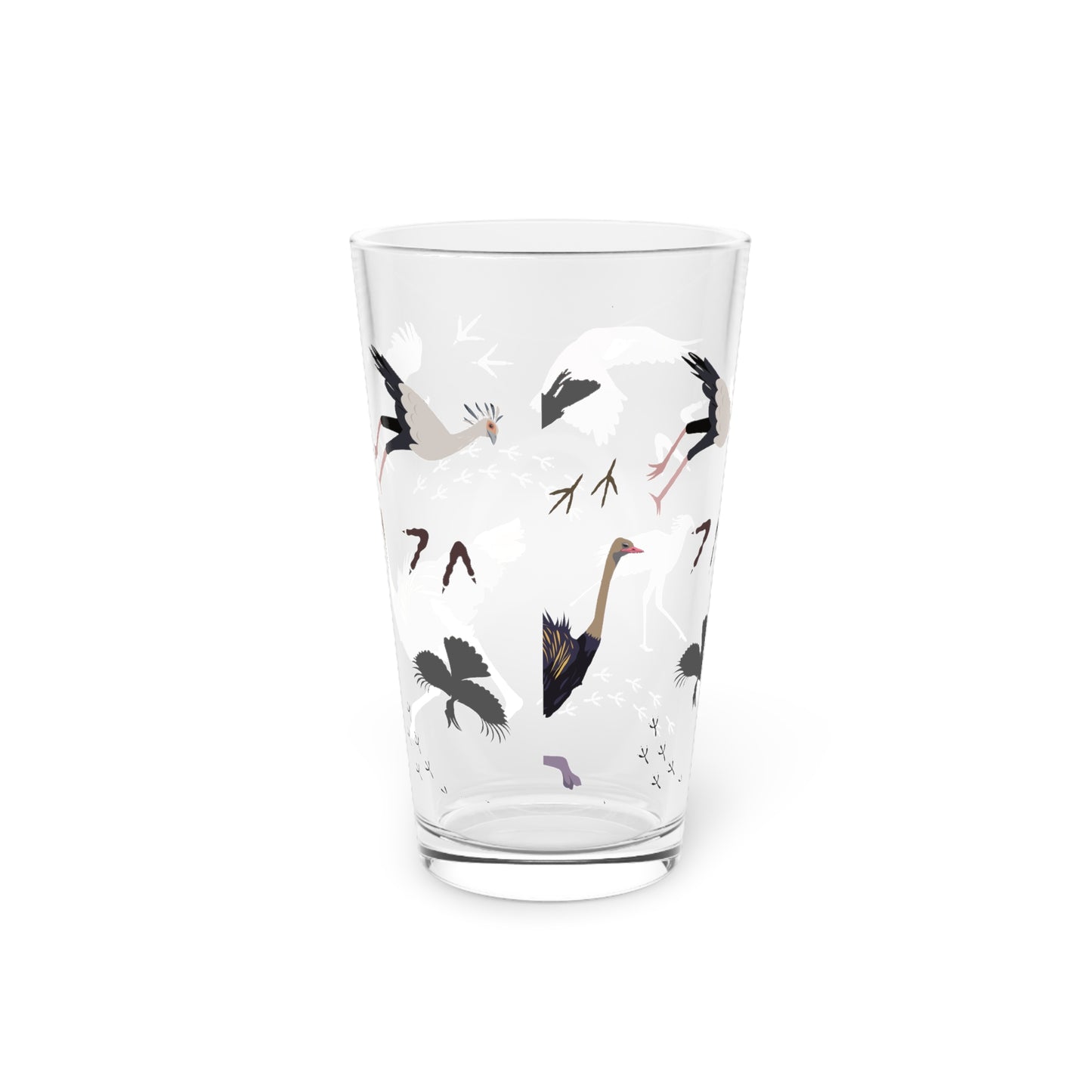 Safari Bird Print Pint Glass, 16oz Drinking Glass, Animal Lover Gift, Safari Decor, Unique Party Glassware, Gift for Him/Her