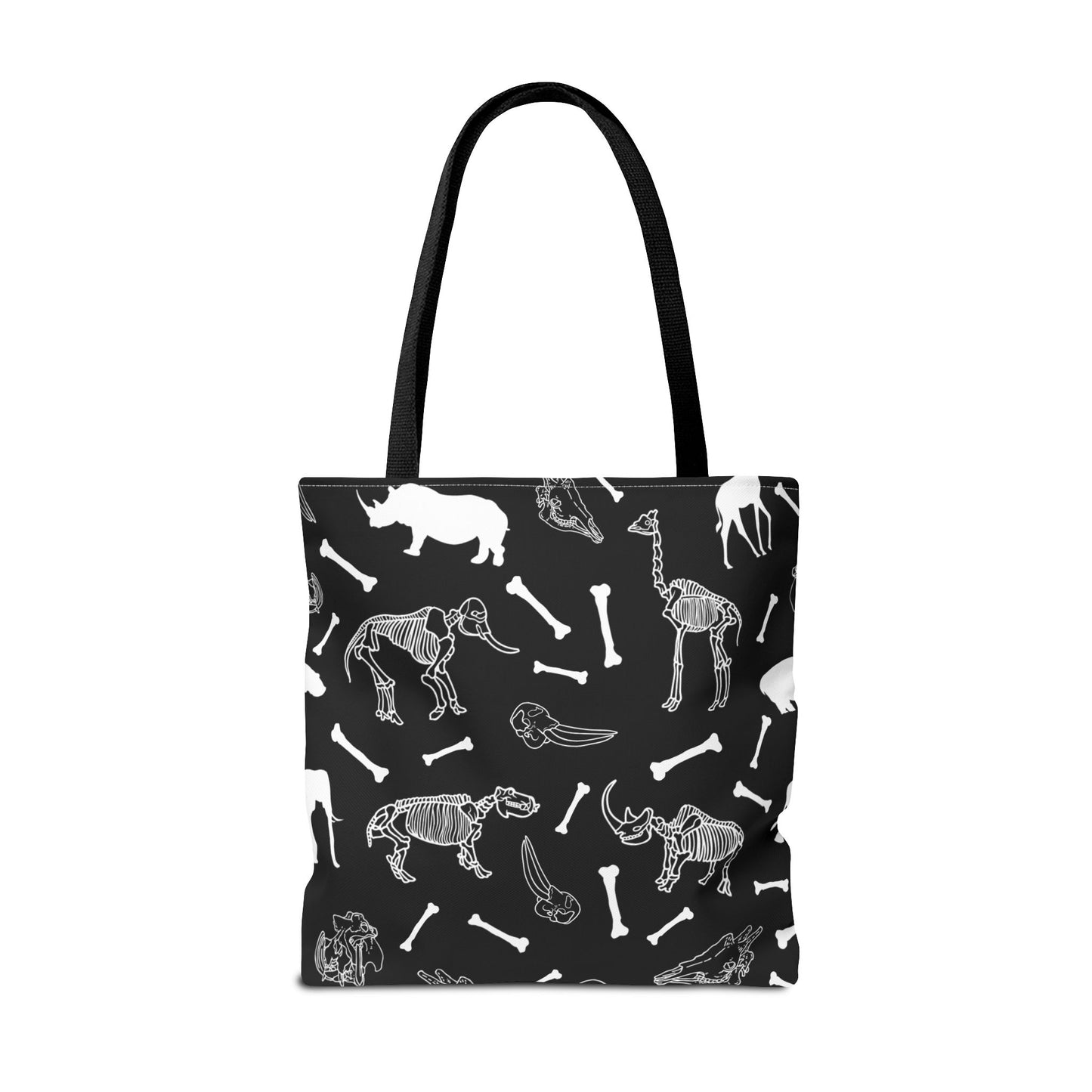Whimsical Animal Skeletons Tote Bag (Black), Perfect for Animal Lovers, Halloween, Eco-Friendly Bag, Gift for Pet Owners, Shopping Bag, Halloween Gift