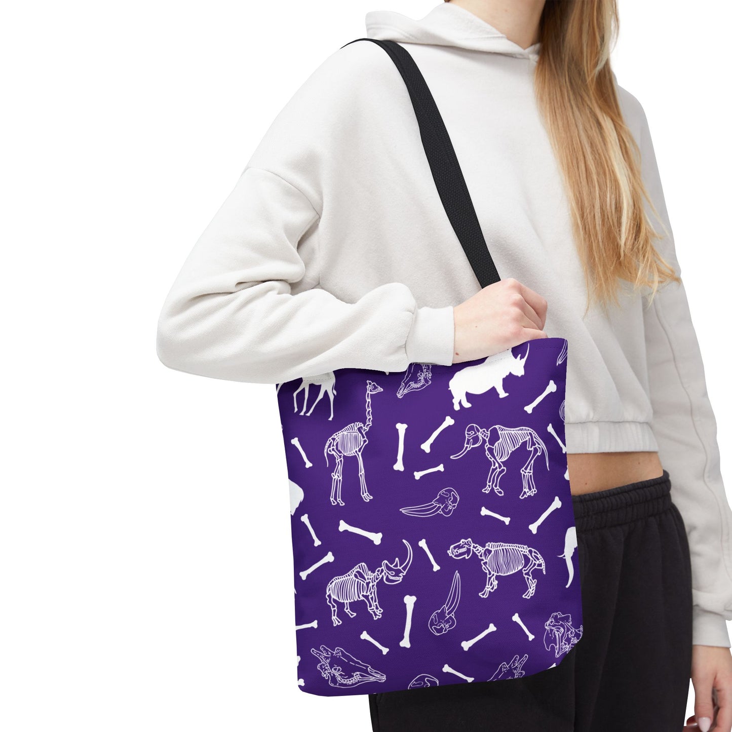 Whimsical Animal Skeletons Tote Bag (Purple), Perfect for Animal Lovers, Halloween, Eco-Friendly Bag, Gift for Pet Owners, Shopping Bag, Halloween Gift