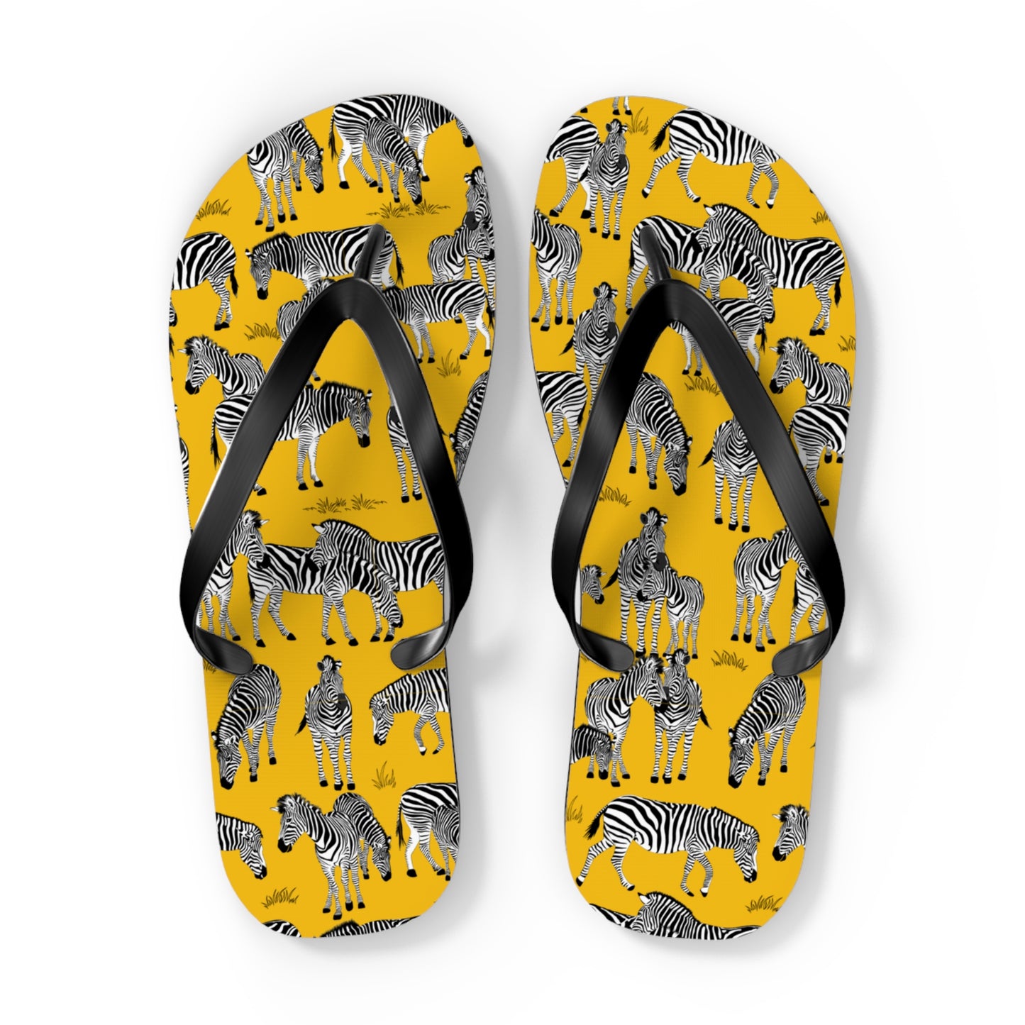 Zebra Print Flip Flops (Yellow), Summer Sandals, Beach Footwear, Vacation Essentials, Gift for Nature Lovers, Cute Outdoor Wear