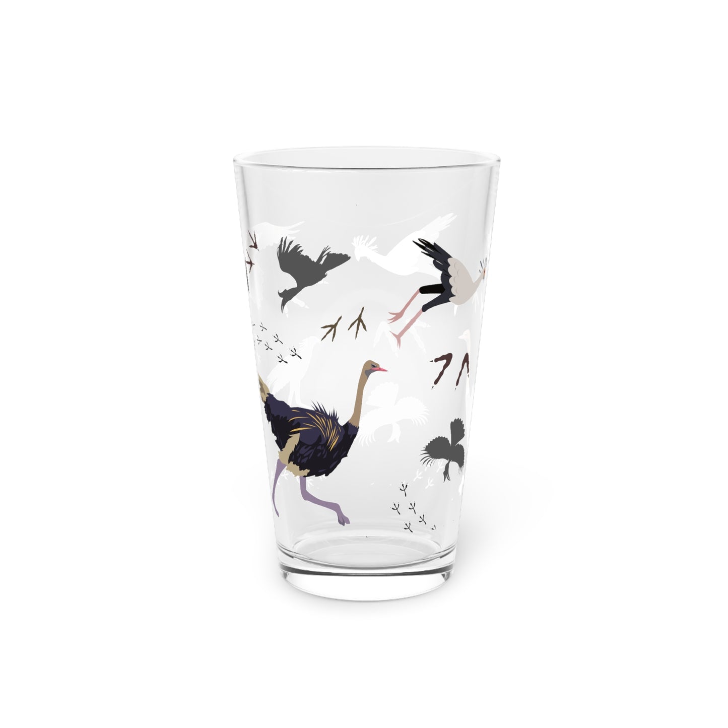 Safari Bird Print Pint Glass, 16oz Drinking Glass, Animal Lover Gift, Safari Decor, Unique Party Glassware, Gift for Him/Her