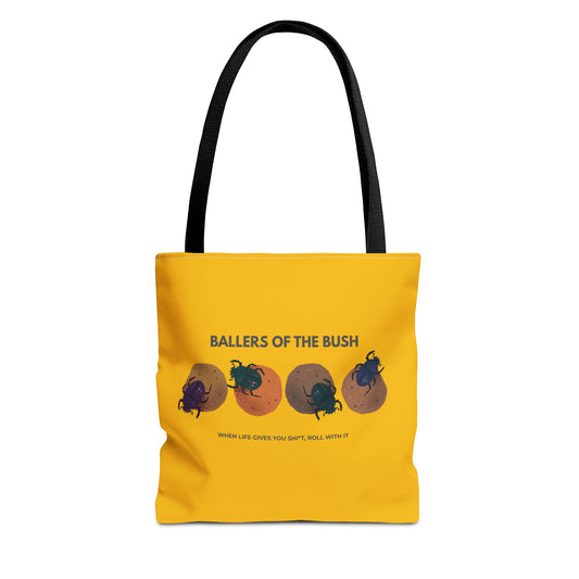 Dung Beetle RollingThemed Tote Bag | Eco-Friendly Reusable Shopping Bag, Bee Lover Gift, Nature Enthusiast Accessory, Black AOP