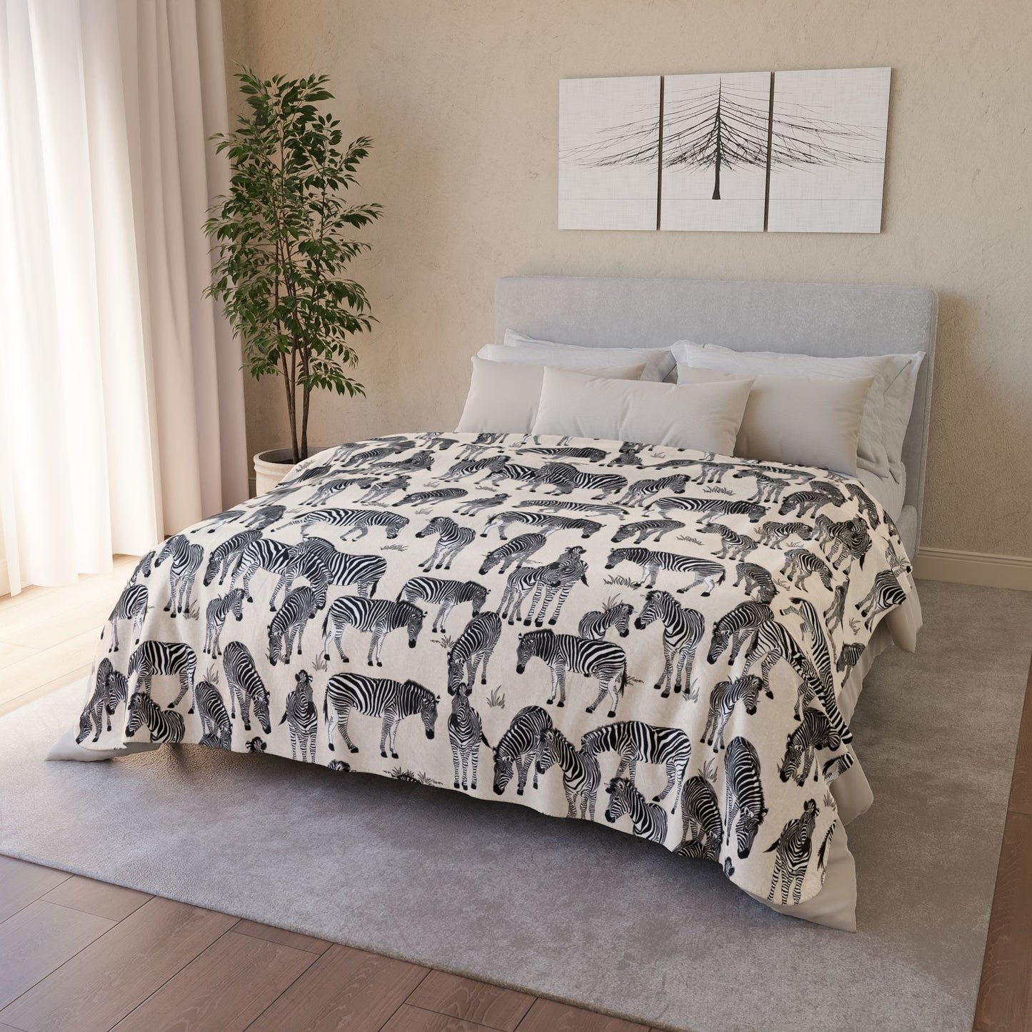 Zebra Herd Fleece Sherpa Blanket
