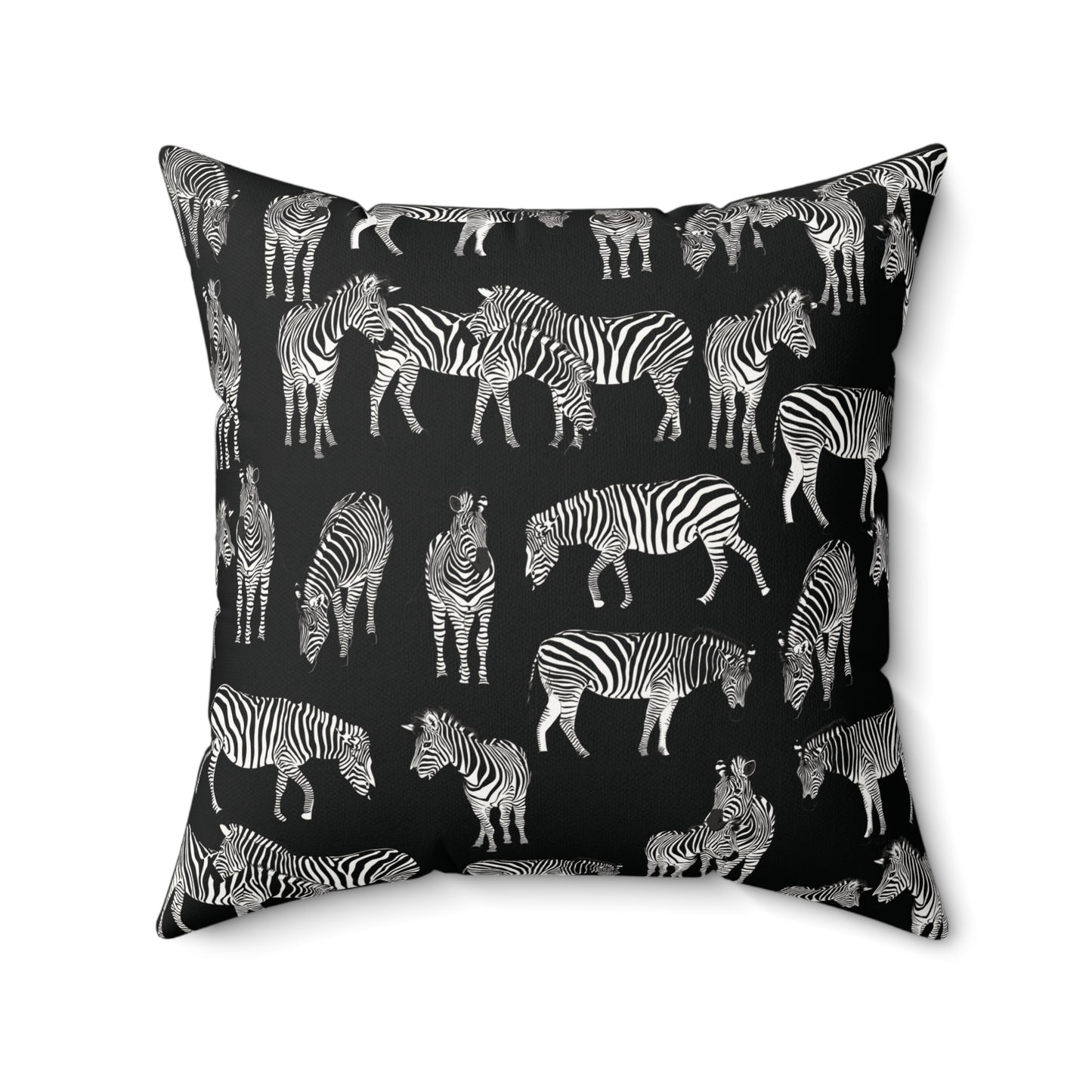 Zebra Herd Print Lux Faux Suede Throw Pillow with Insert - 18 x 18" (Black)