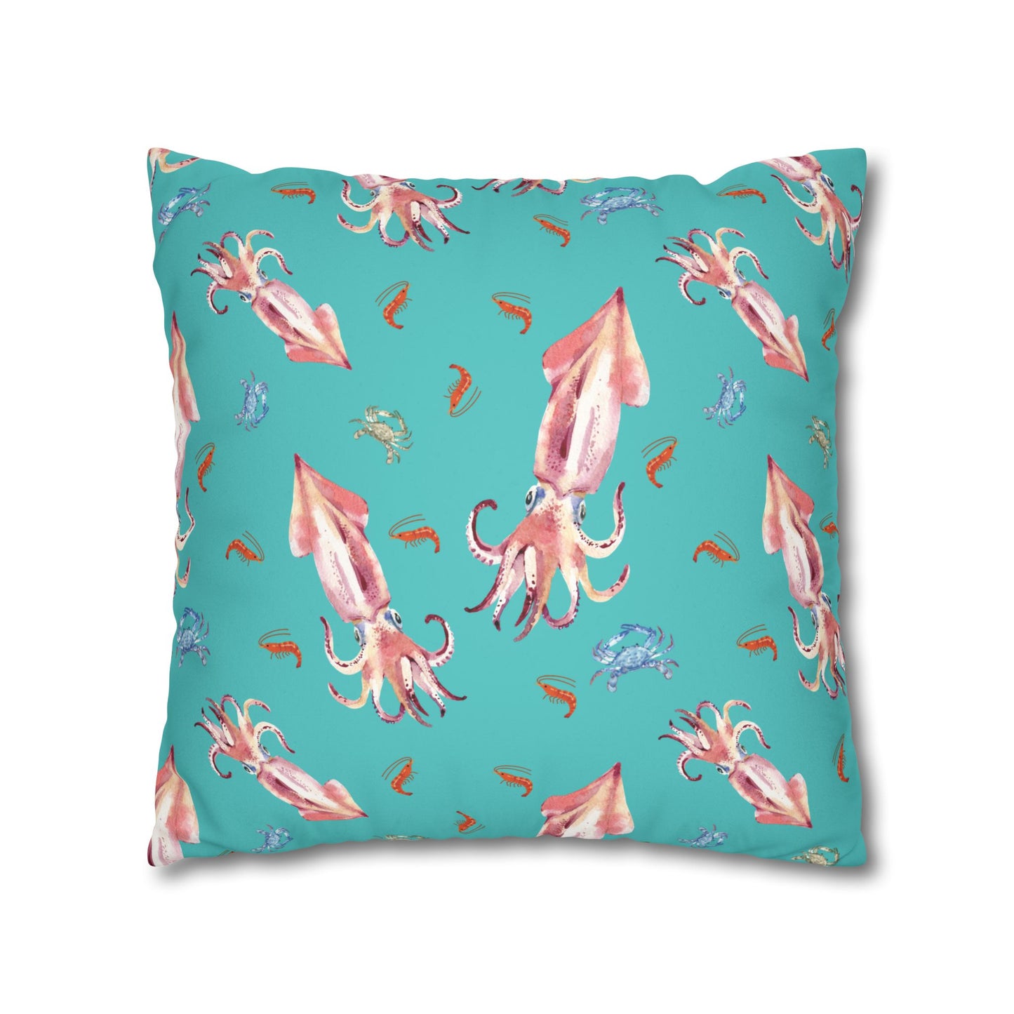 Squid Dining Lux Faux Suede Throw Pillow Cover – 18" x 18" & 20" x 20"