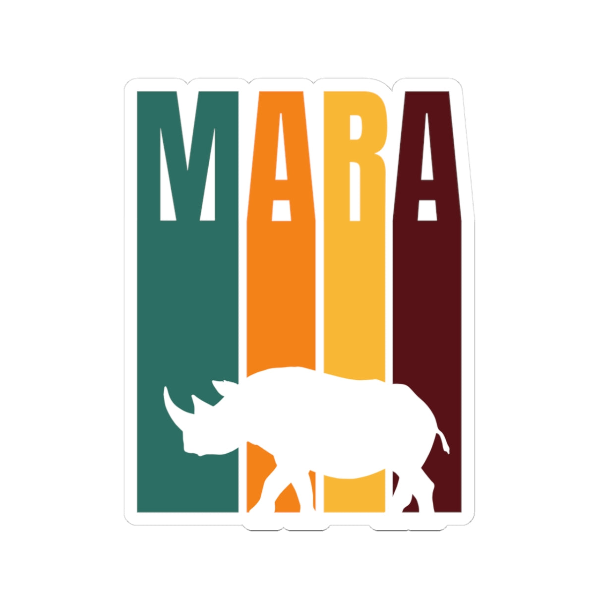 Safari Themed, Rhino, Masai Mara, Vibrant Kiss-Cut Stickers for Laptop, Scrapbooking, Gifts, Eco-Friendly Decor, Customizable Designs