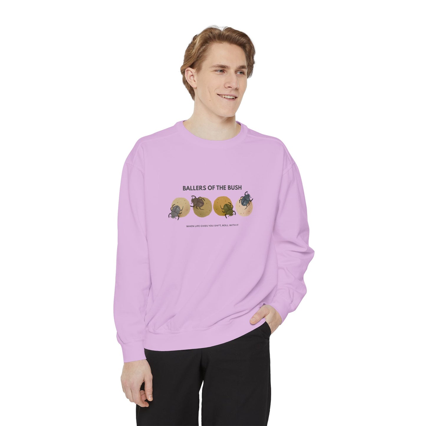 Rolling Dung Beetle Design Sweatshirt, Cozy Unisex Pullover, Perfect for Nature Lovers, Gifts for Biologists, Casual Layering Piece
