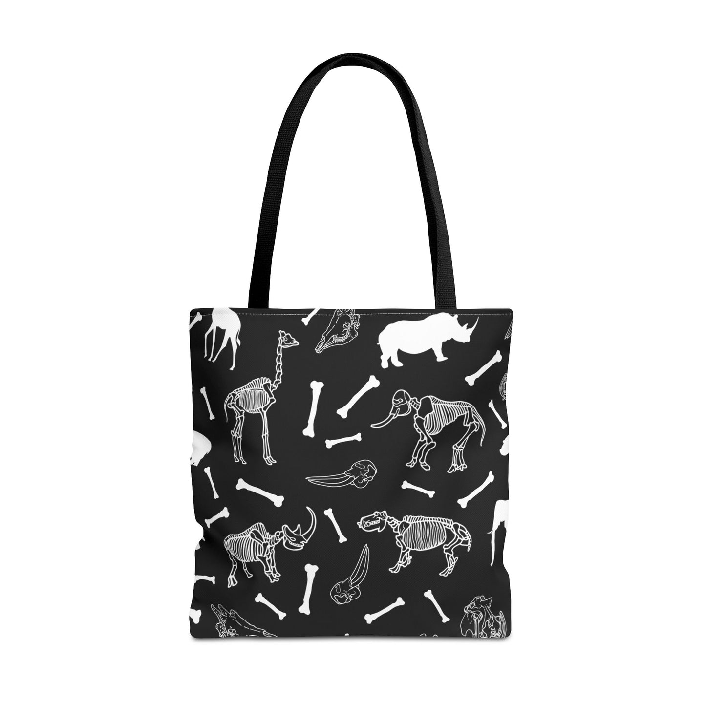 Whimsical Animal Skeletons Tote Bag (Black), Perfect for Animal Lovers, Halloween, Eco-Friendly Bag, Gift for Pet Owners, Shopping Bag, Halloween Gift