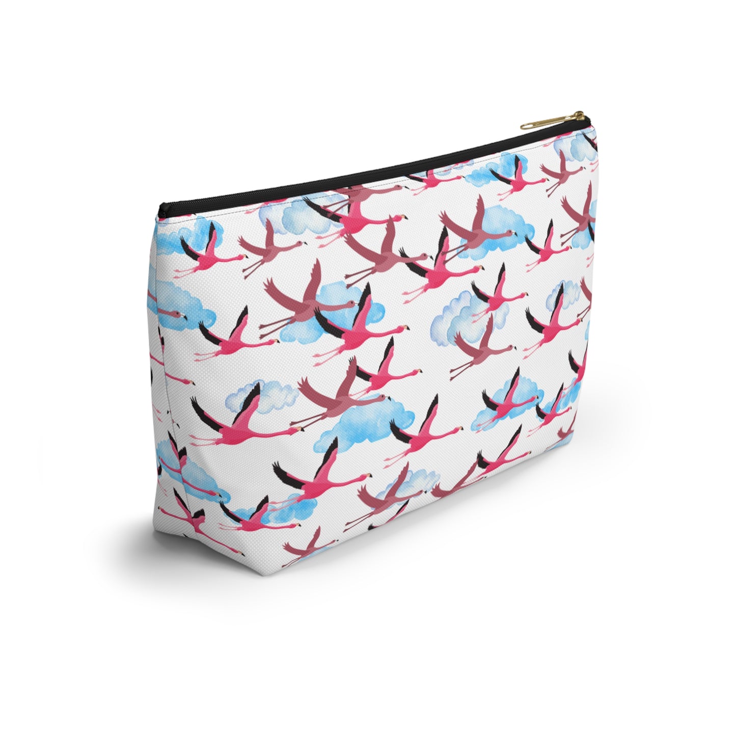 Flying Flamingo Themed Accessory Pouch for Nature Lovers, Travel Toiletry Bag, Organizer, Gift for Birdwatchers, Wildlife Enthusiasts