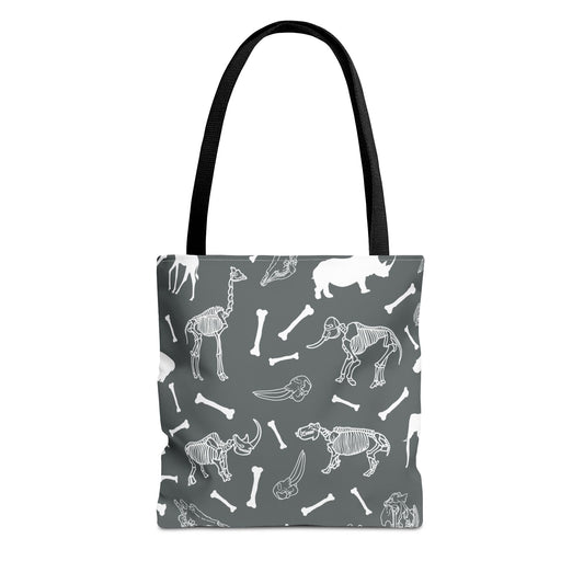 Whimsical Animal Skeletons Tote Bag (Grey), Perfect for Animal Lovers, Halloween, Eco-Friendly Bag, Gift for Pet Owners, Shopping Bag, Halloween Gift