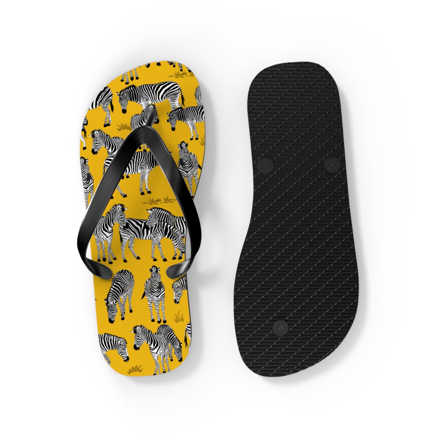 Zebra Print Flip Flops (Yellow), Summer Sandals, Beach Footwear, Vacation Essentials, Gift for Nature Lovers, Cute Outdoor Wear