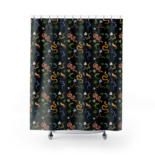 Dancing Reptile Shower Curtain, Colorful Bathroom Décor, Kid’s Room, Baby Shower Gift, Whimsical Home Accessories