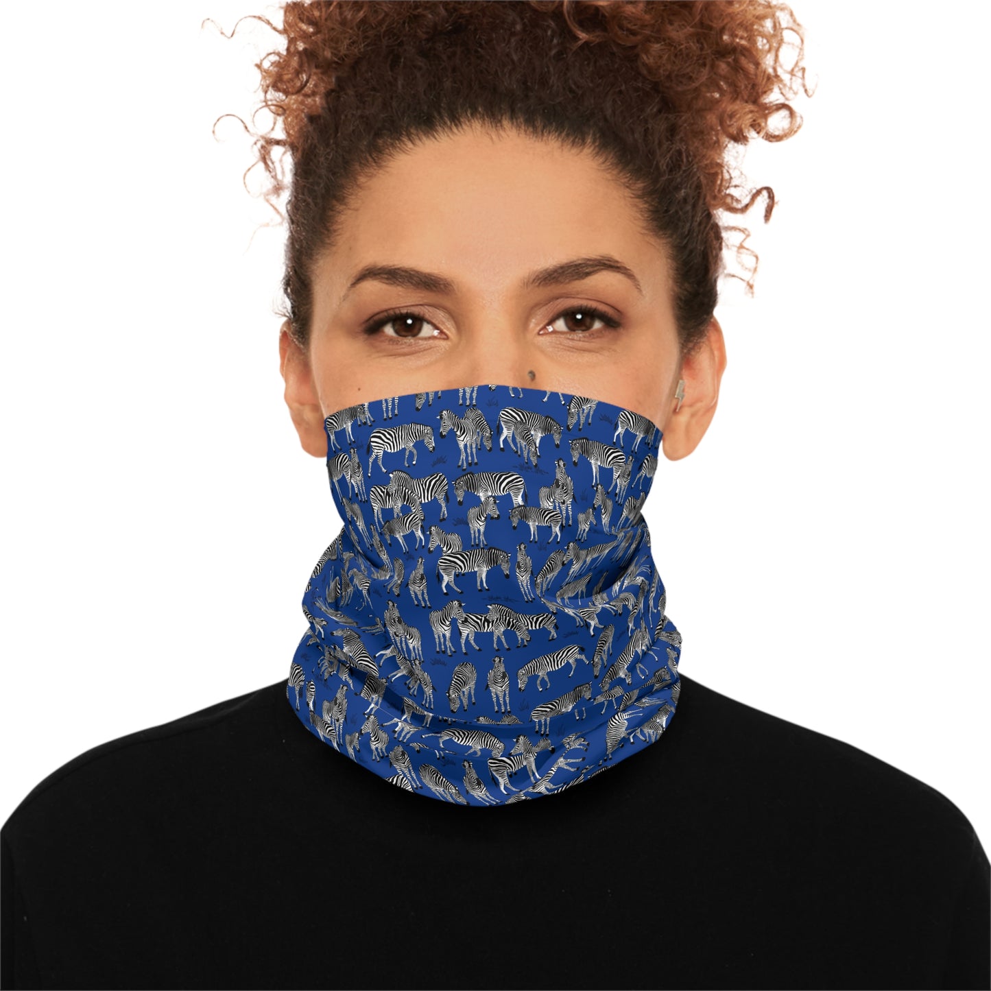 Colorful Lightweight Neck Gaiter with Zebra Herd Design (Blue), Outdoor Accessory, Unique Gift, Hiking Gear, Nature-Themed Scarf