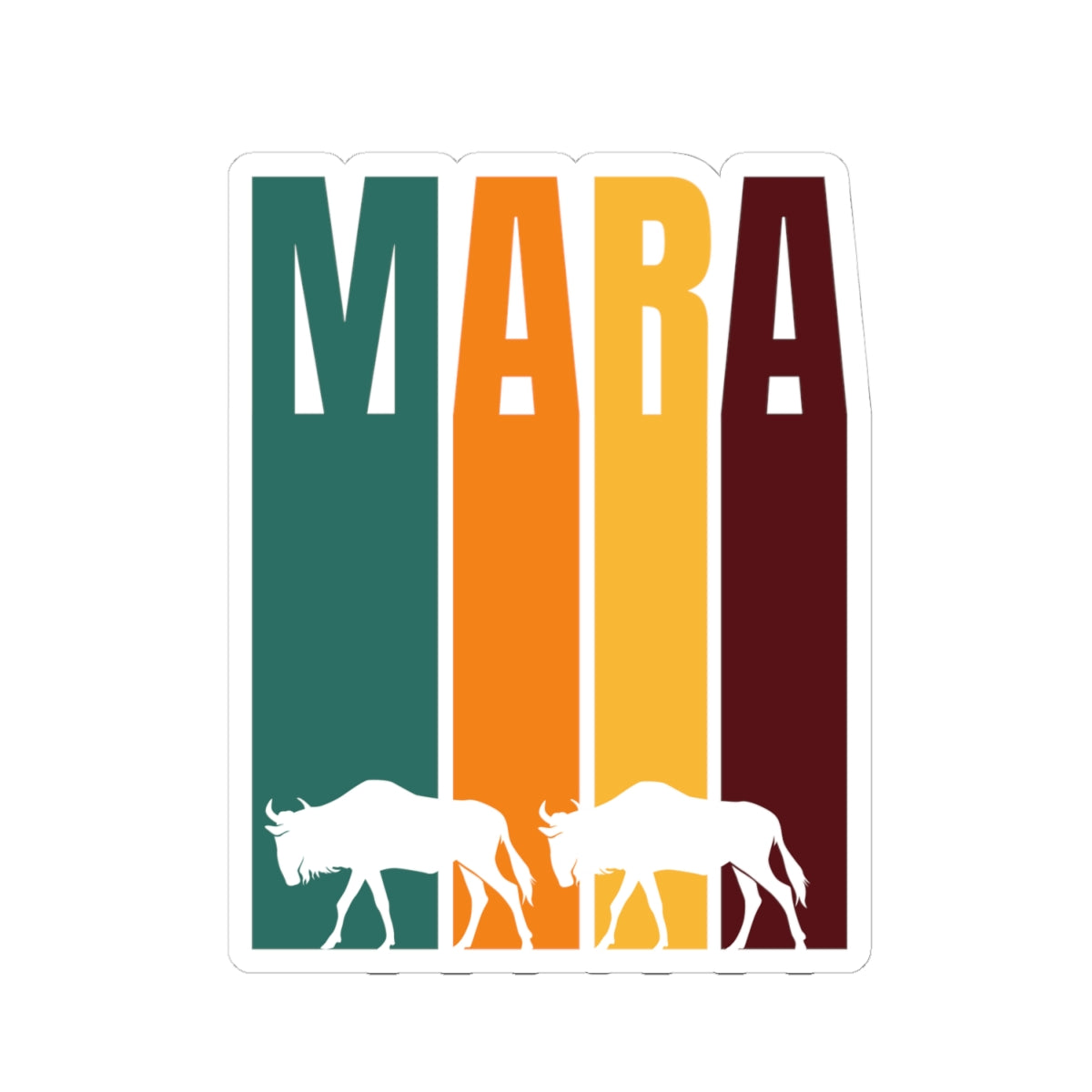 Safari Themed, Wildebeest, Masai Mara, Vibrant Kiss-Cut Stickers for Laptop, Scrapbooking, Gifts, Eco-Friendly Decor, Customizable Designs