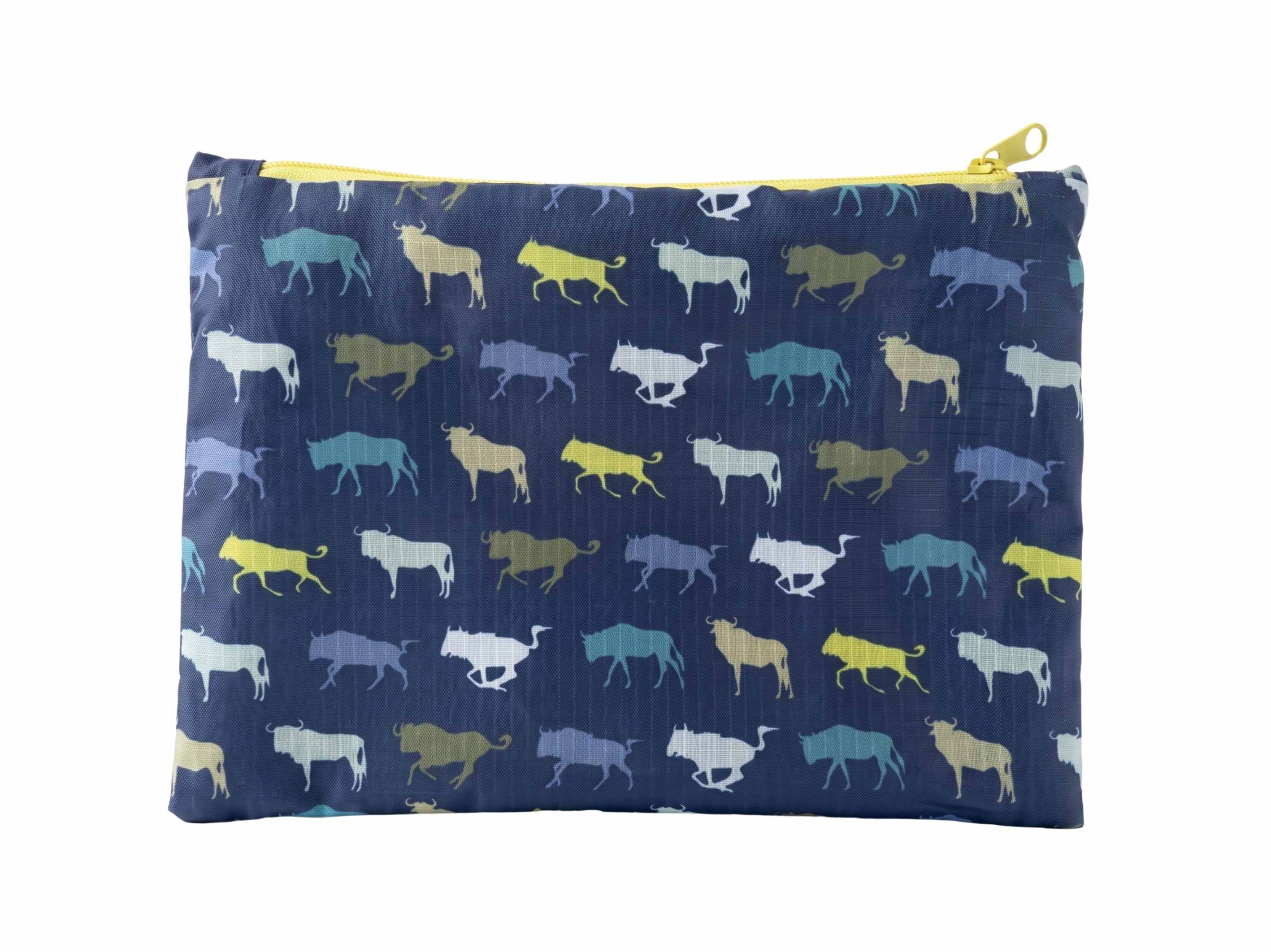 Wildebeest Stampede Travel Pouch | Navy Recycled Ripstop Organizer