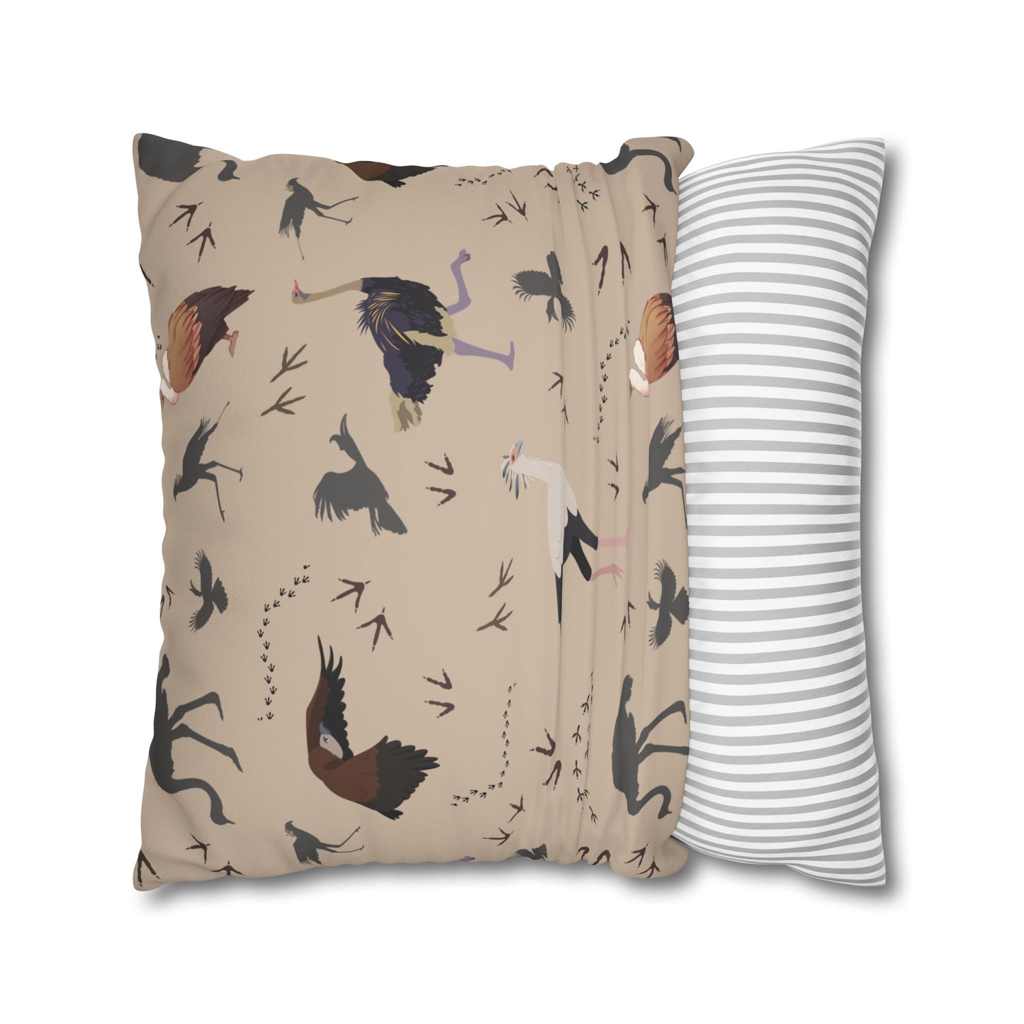 Safari Bird Lux Faux Suede Pillow Cover (Blush Clay) – 18" x 18" & 20" x 20"