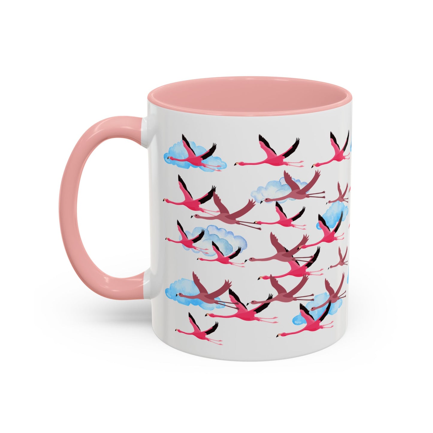 Flying Flamingo Accent Coffee Mug - Nature Lover Gift, Animal and Bird Design, Birdwatching, Wildlife Enthusiast, Easter Decor