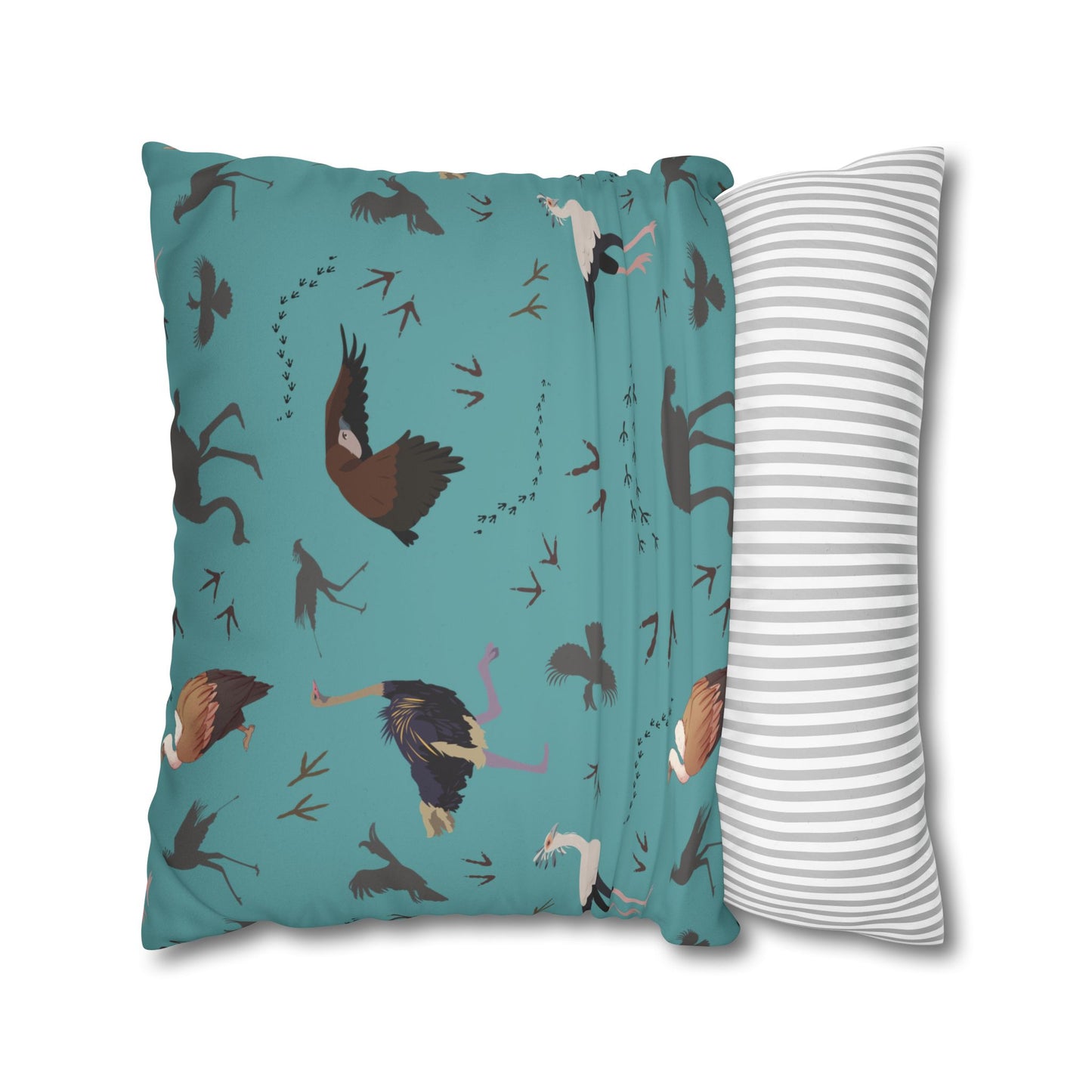 Safari Bird Lux Faux Suede Pillow Cover (Teal) – 18" x 18" & 20" x 20"