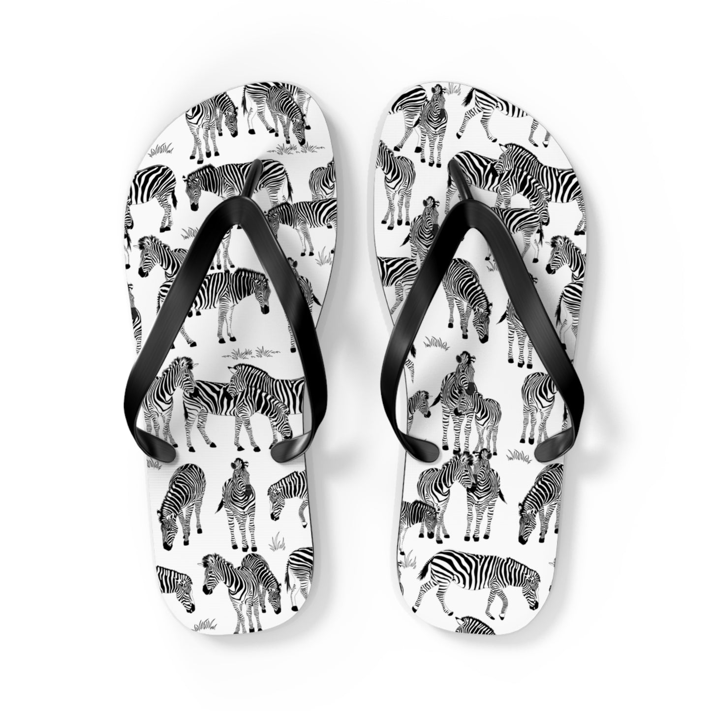 Zebra Print Flip Flops (White), Summer Sandals, Beach Footwear, Vacation Essentials, Gift for Nature Lovers, Cute Outdoor Wear