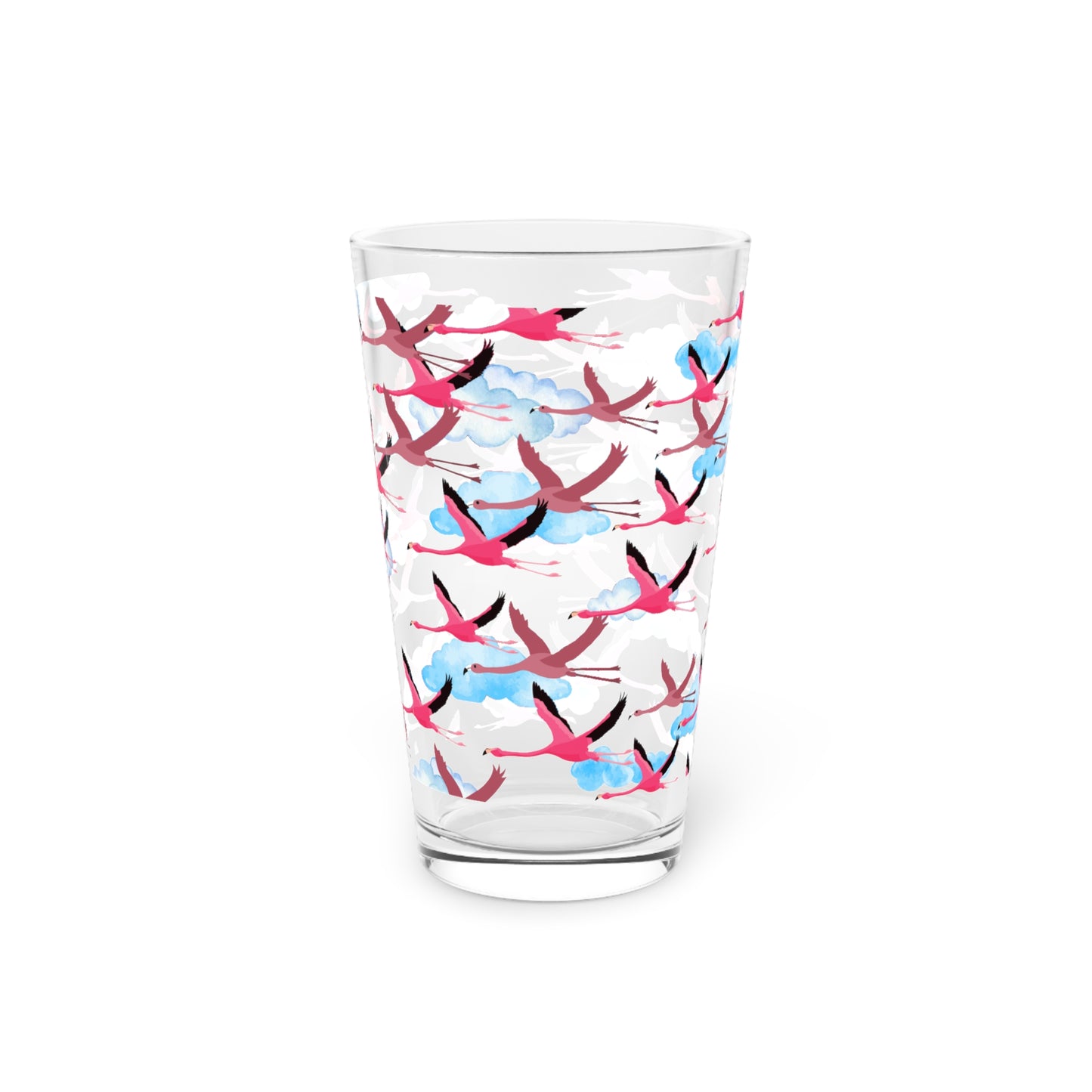 Flying Flamingo Print Pint Glass