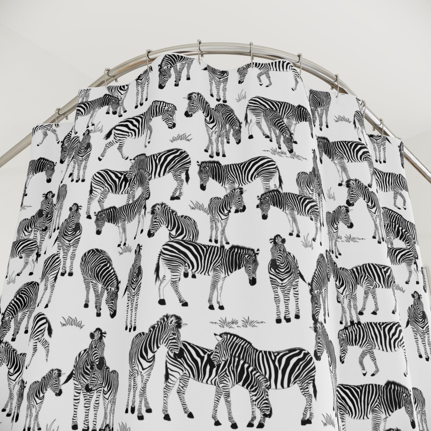 Zebra Print Shower Curtain, Bathroom Decor, Animal Theme, Modern Home, Gift Idea, Unique Design, Great Migration