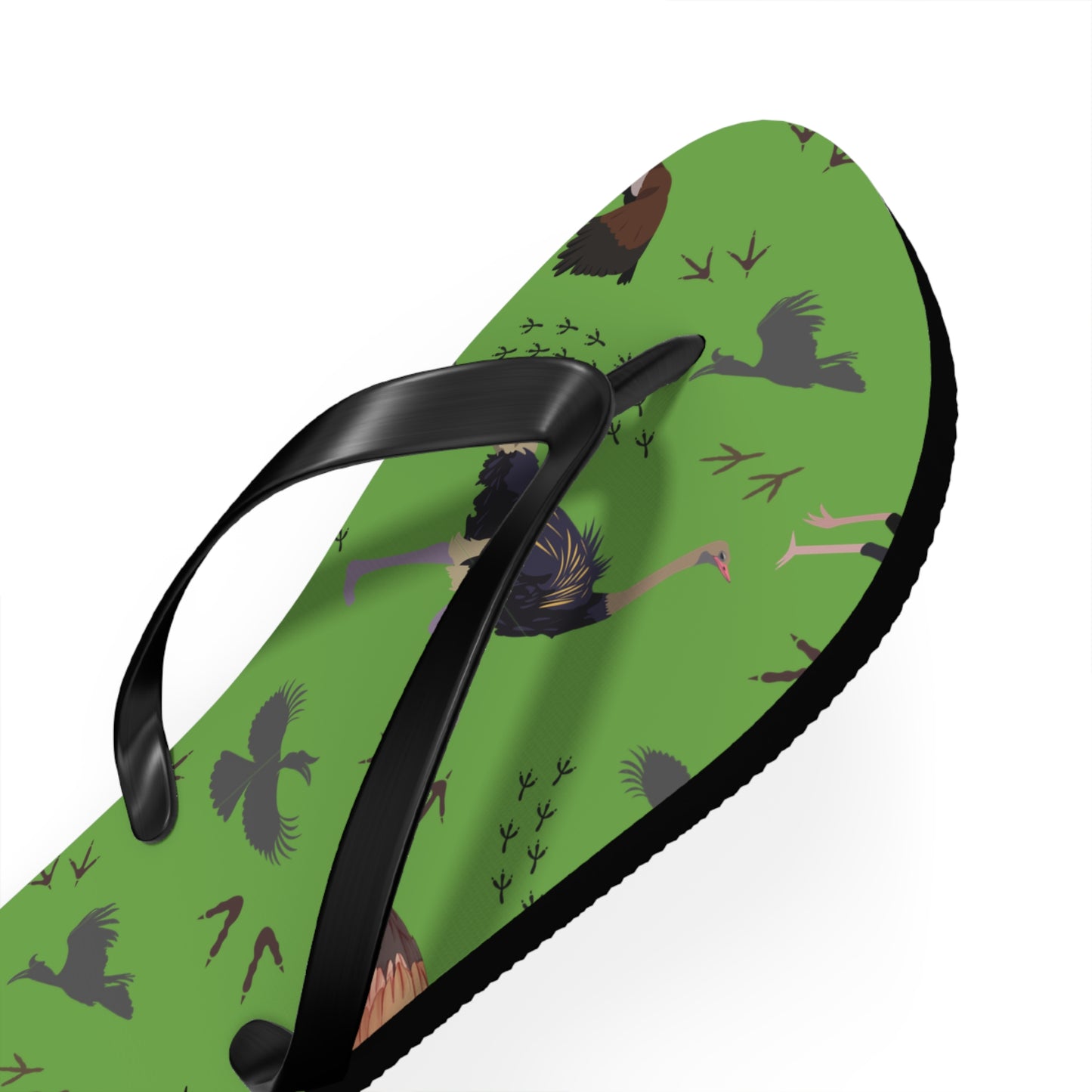 Safari Bird Print Flip Flops (Green), Summer Sandals, Beach Footwear, Vacation Essentials, Gift for Nature Lovers, Cute Outdoor Wear