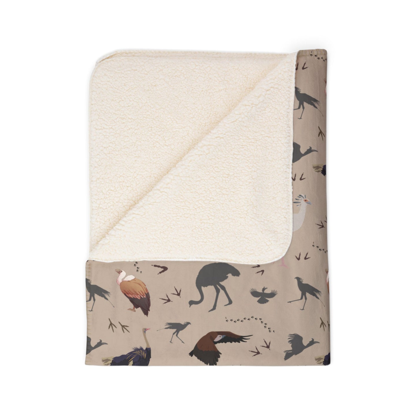 Safari Bird Fleece Sherpa Blanket (Blush Clay)