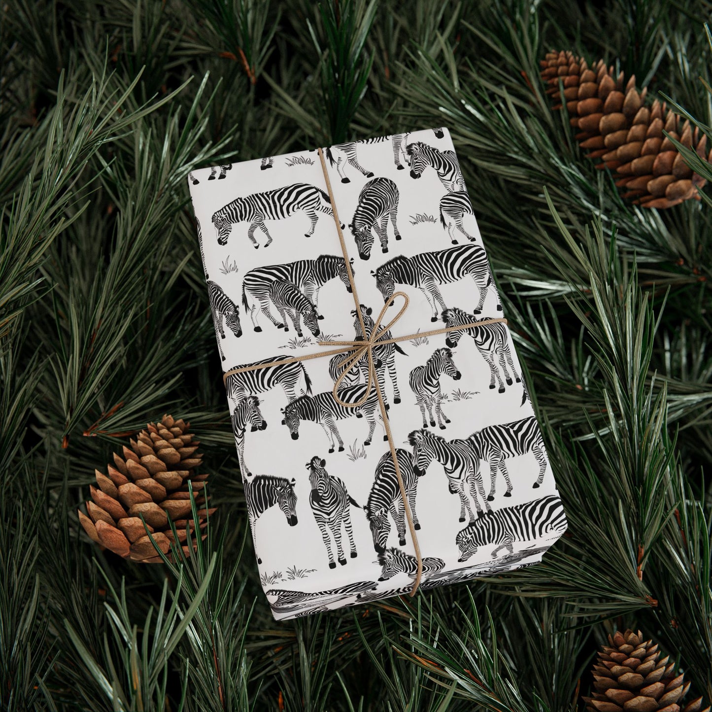 Whimsical Zebra Herd Wrapping Paper (White), Eco-Friendly Gift Wrap, Perfect for Birthdays, Holidays, Celebrations, Animal Lovers