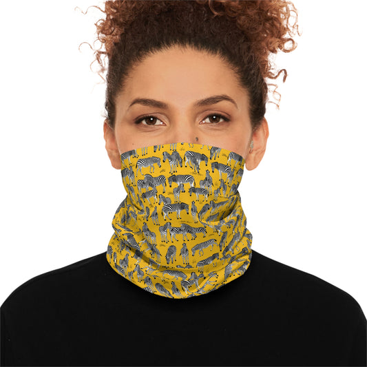 Colorful Lightweight Neck Gaiter with Zebra Herd Design (Yellow), Outdoor Accessory, Unique Gift, Hiking Gear, Nature-Themed Scarf